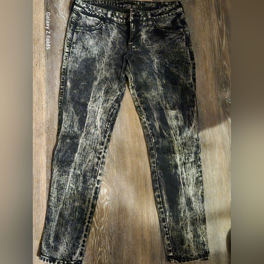 Vintage Siwy Black Acid Wash Skinny Jeans Size 27